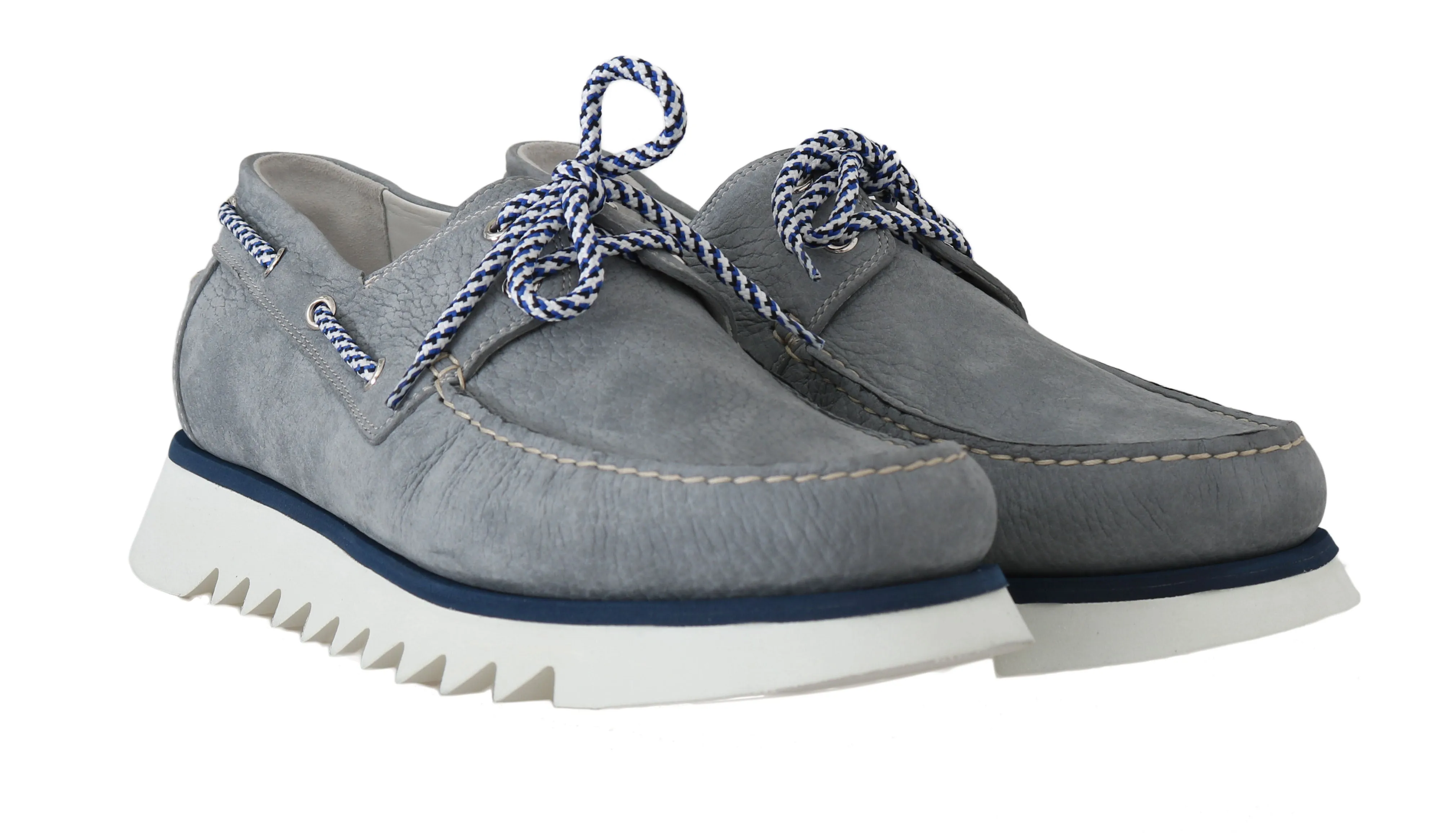 Gray White Leather Casual Loafers