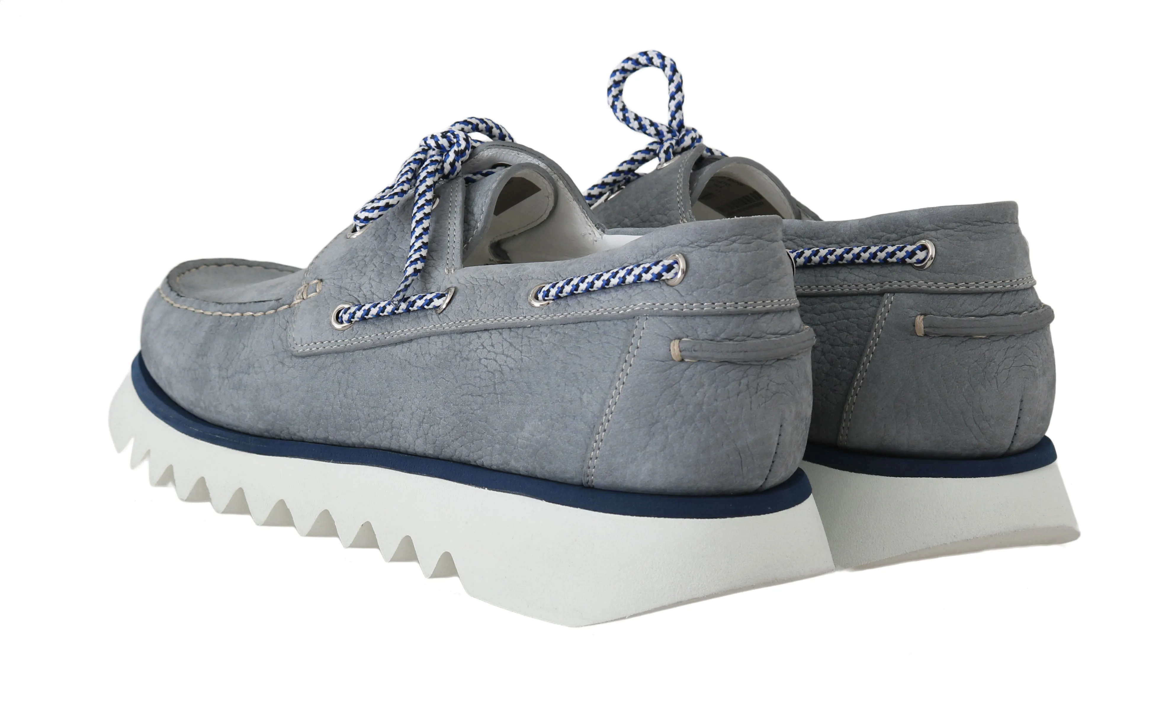 Gray White Leather Casual Loafers