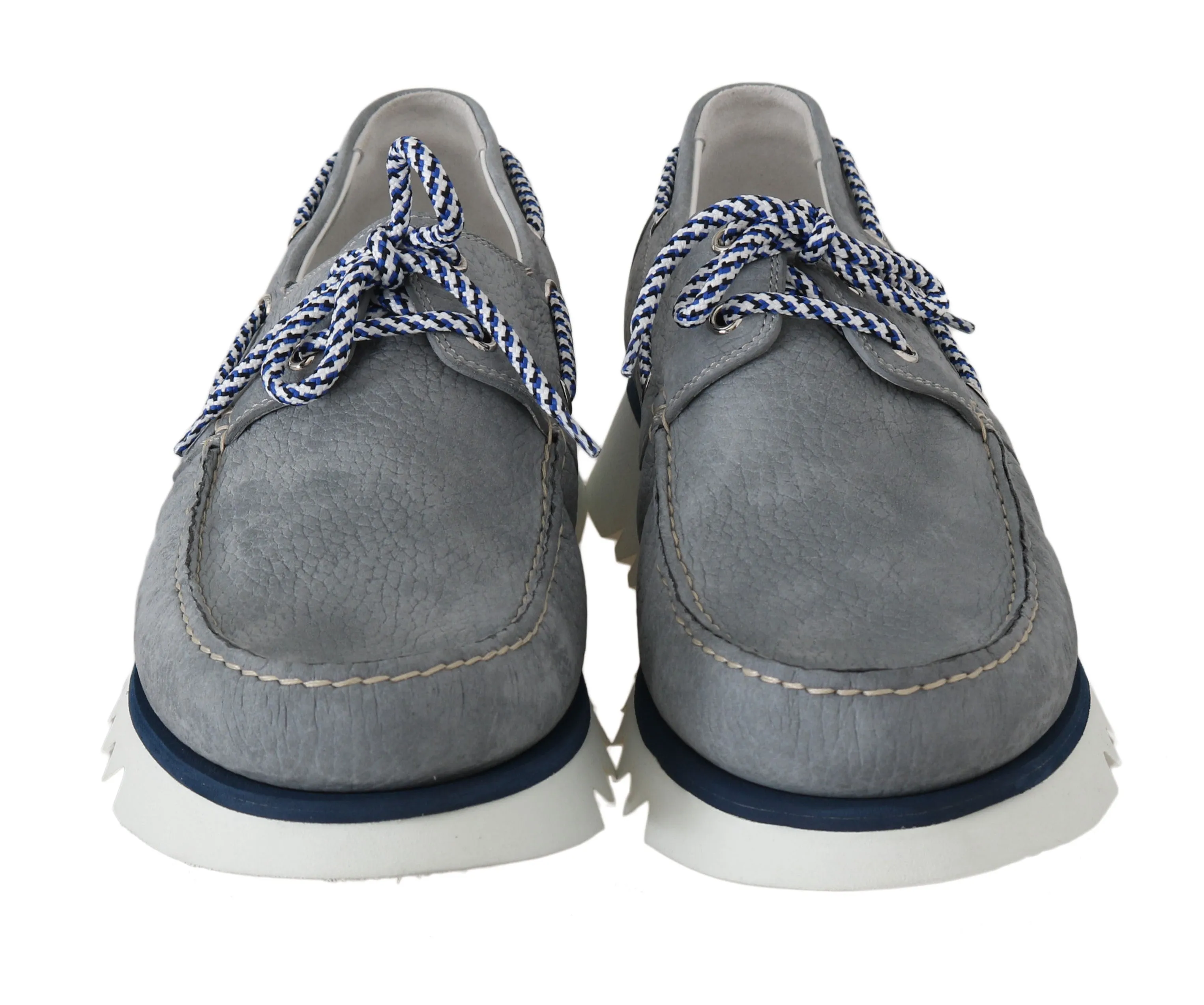 Gray White Leather Casual Loafers