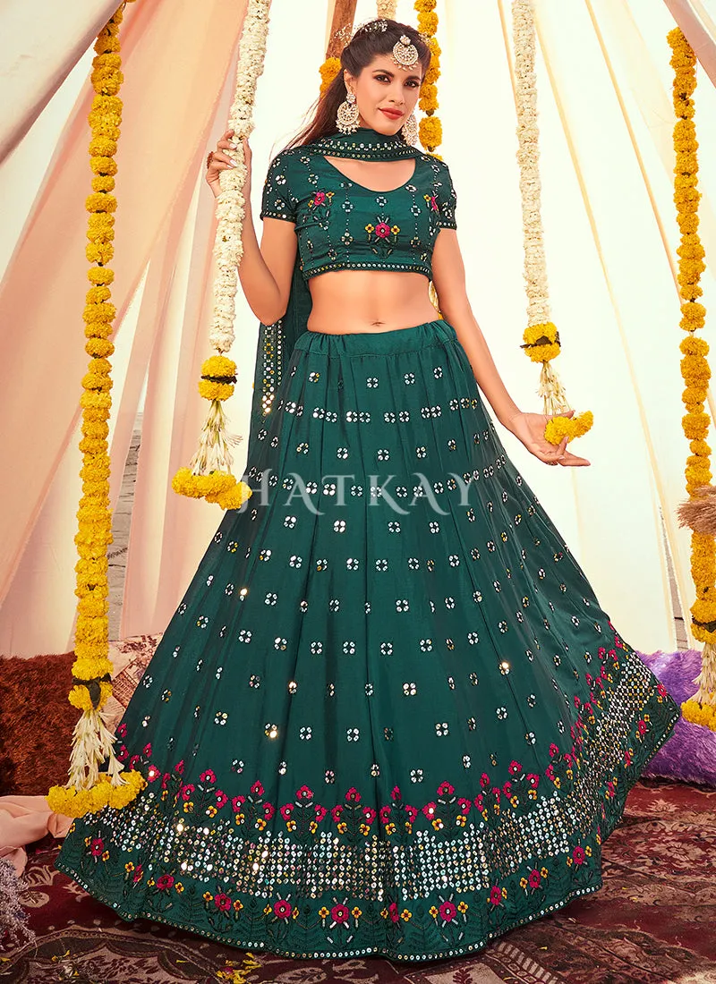 Green Embroidered Wedding Lehenga Choli