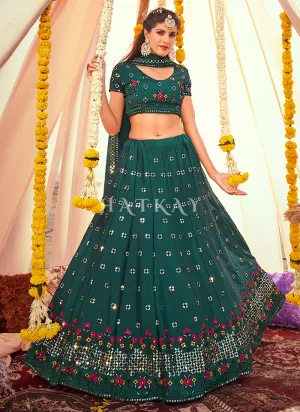 Green Embroidered Wedding Lehenga Choli
