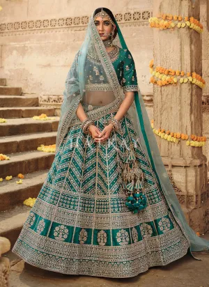 Green Zari Embroidered Bridal Lehenga Choli