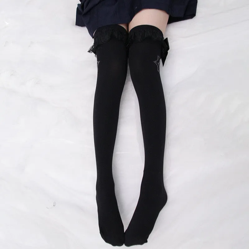 Harajuku sexy lace bow high socks  YC21201