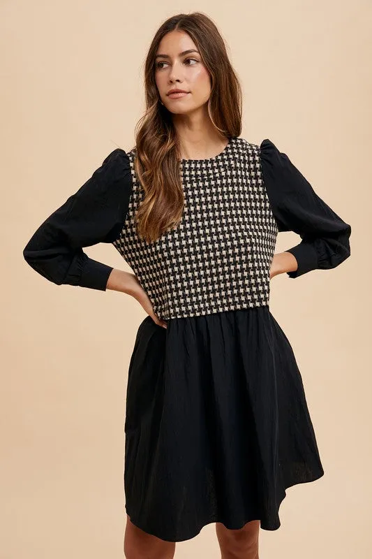 Hazel Blues® |  Annie Wear Tie Back Plaid Round Neck Mini Dress