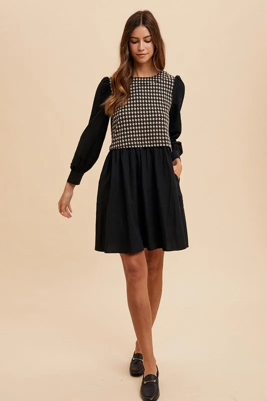Hazel Blues® |  Annie Wear Tie Back Plaid Round Neck Mini Dress
