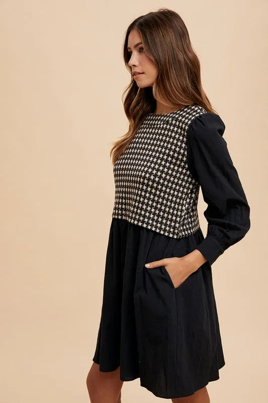 Hazel Blues® |  Annie Wear Tie Back Plaid Round Neck Mini Dress