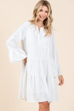 Hazel Blues® |  Mittoshop Tiered Notched Flare Sleeve Dress
