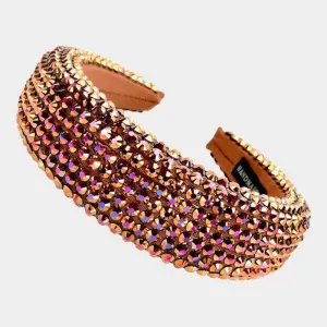 Headband Brown Faceted Bead Padded