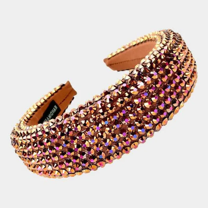Headband Brown Faceted Bead Padded