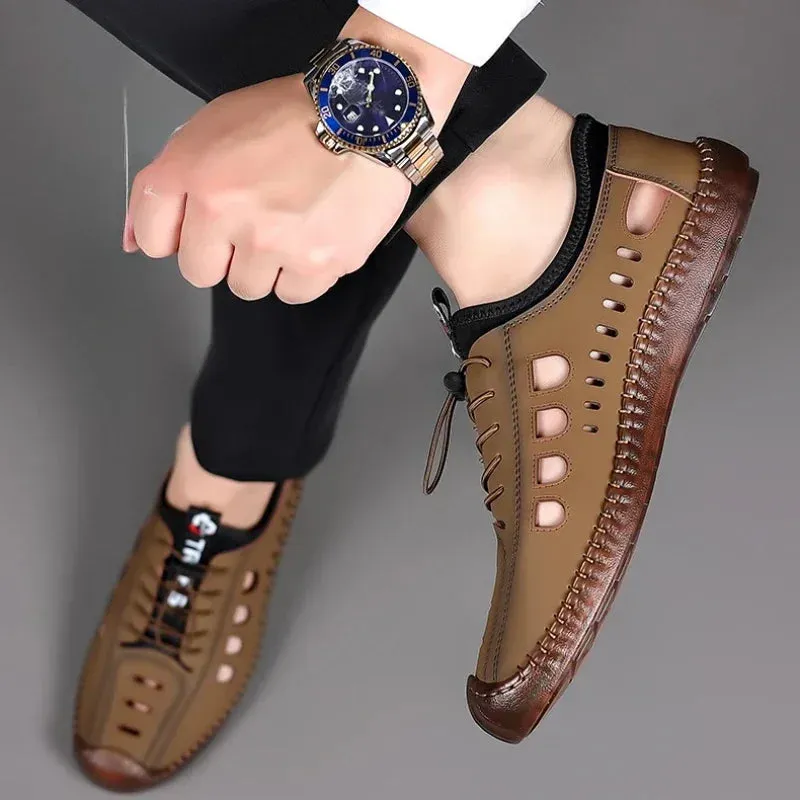 Herren Weiche Leder Sommersandalen