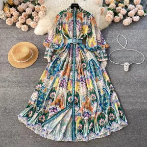 Holiday Paisley Print Party Dress