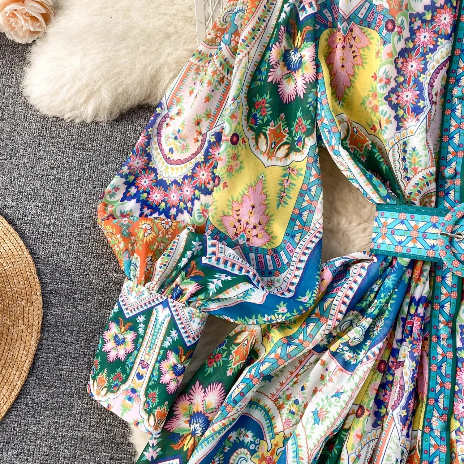 Holiday Paisley Print Party Dress