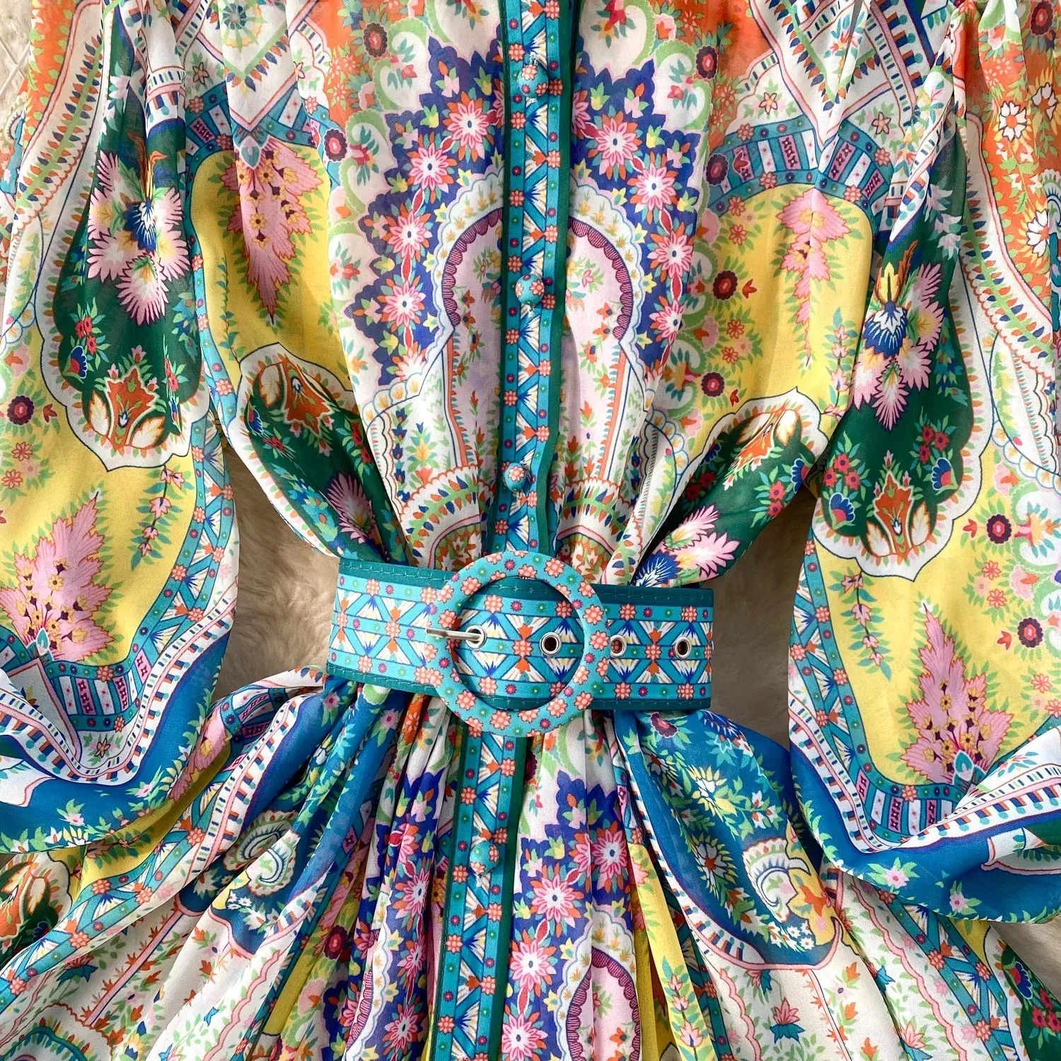 Holiday Paisley Print Party Dress