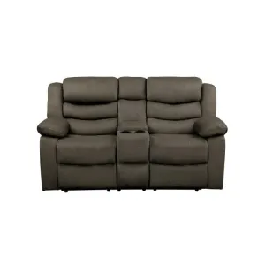 Homelegance Furniture Discus Double Reclining Loveseat in Brown 9526BR-2