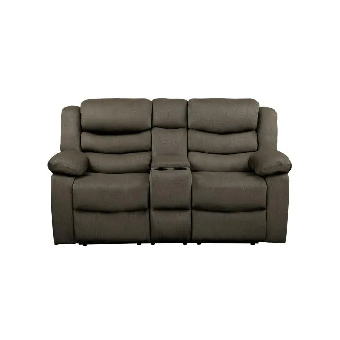 Homelegance Furniture Discus Double Reclining Loveseat in Brown 9526BR-2