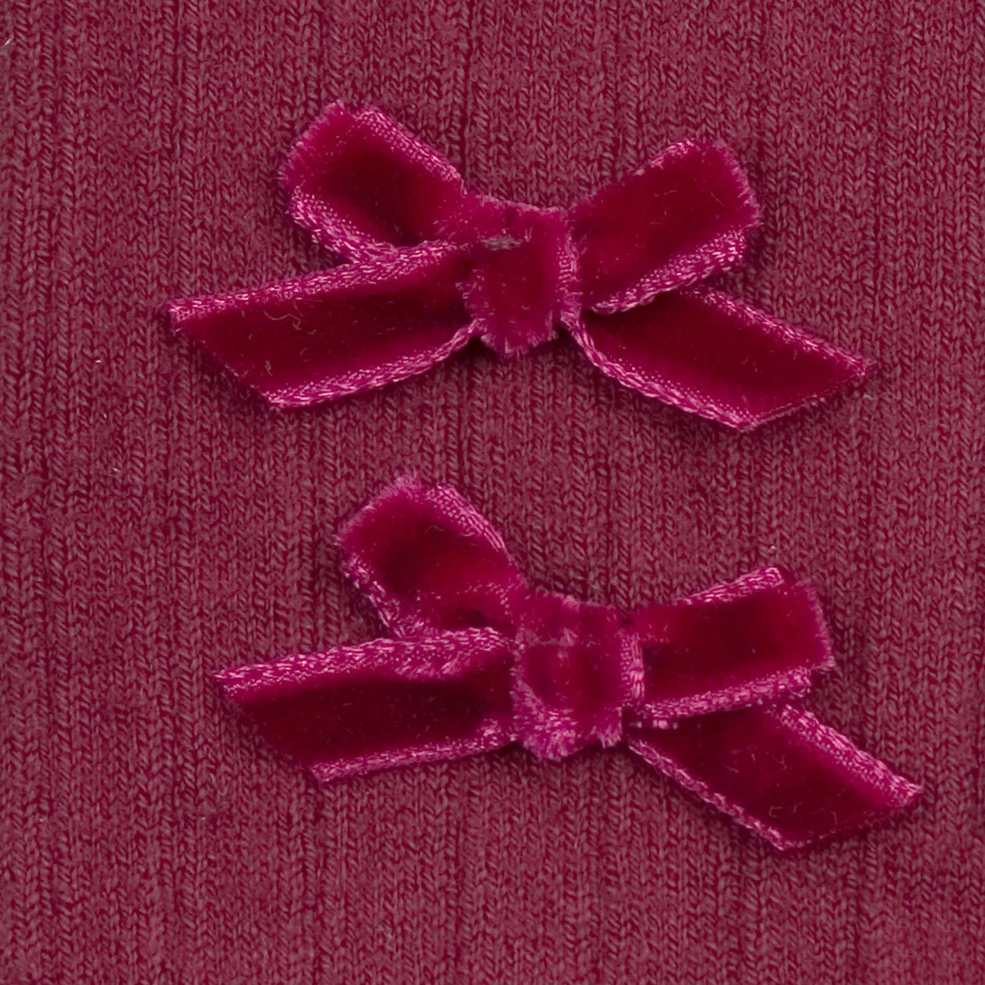Hortense -  Ribbed Knee-high Socks with Velvet Bows - Bordeaux Grand Cru