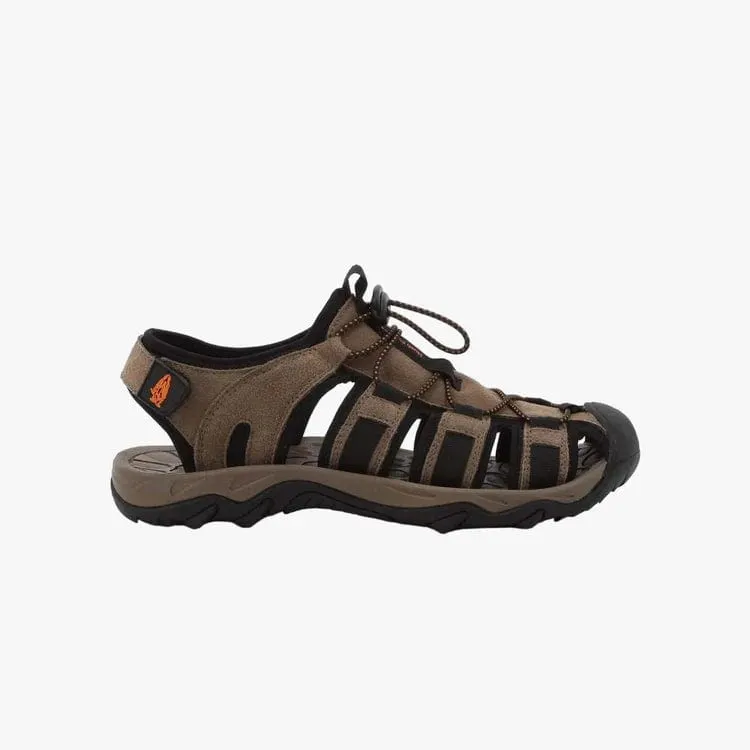 Hush Puppies Mens Porting Sandal Taupe Suede Mesh