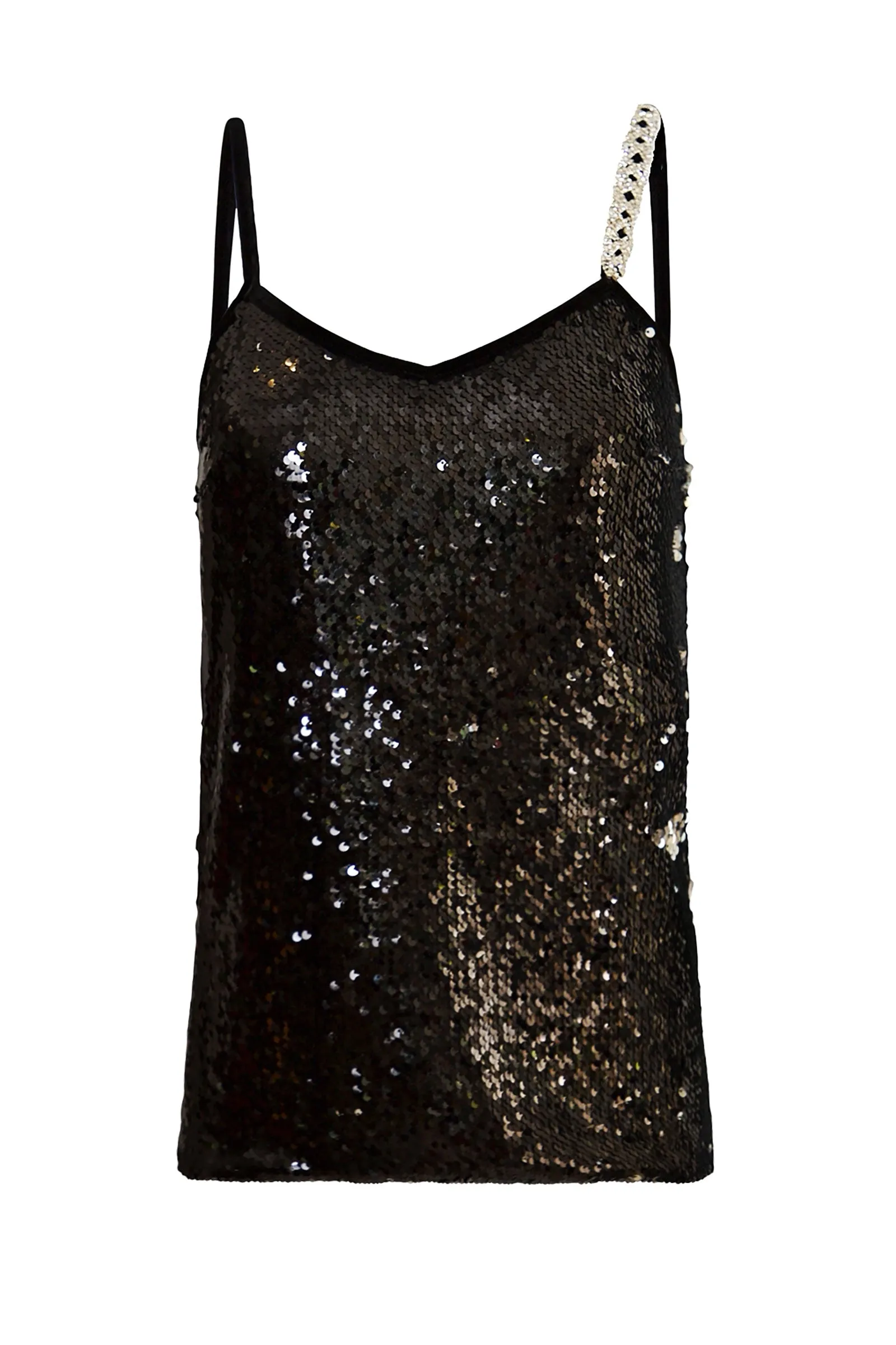Ilona Rich Black Sequin Cami Top