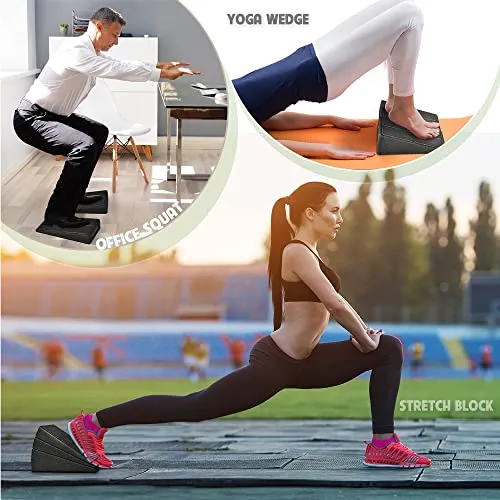 INFIDEZ Incline Foam Slant Board 3pcs for Calf Stretching, Squats, Foot Stretcher, 3 Pcs Calf Stretcher Exercise Equipment for Home Workout, Adjustable Incline Wedge Workout Equipment for Physical Therapy