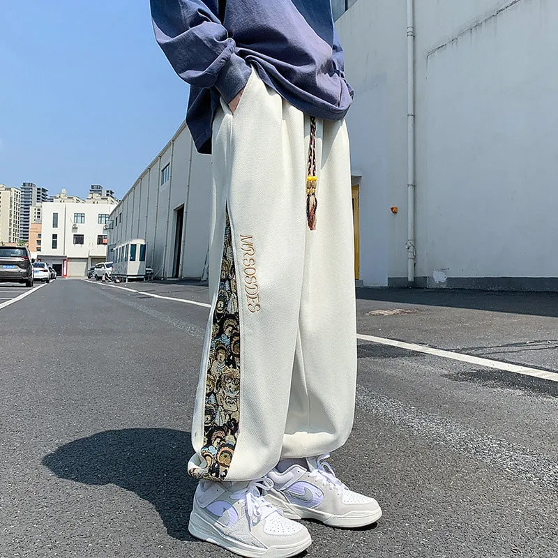 INSTOCK-Embroidered trousers men's spring and autumn wide-leg