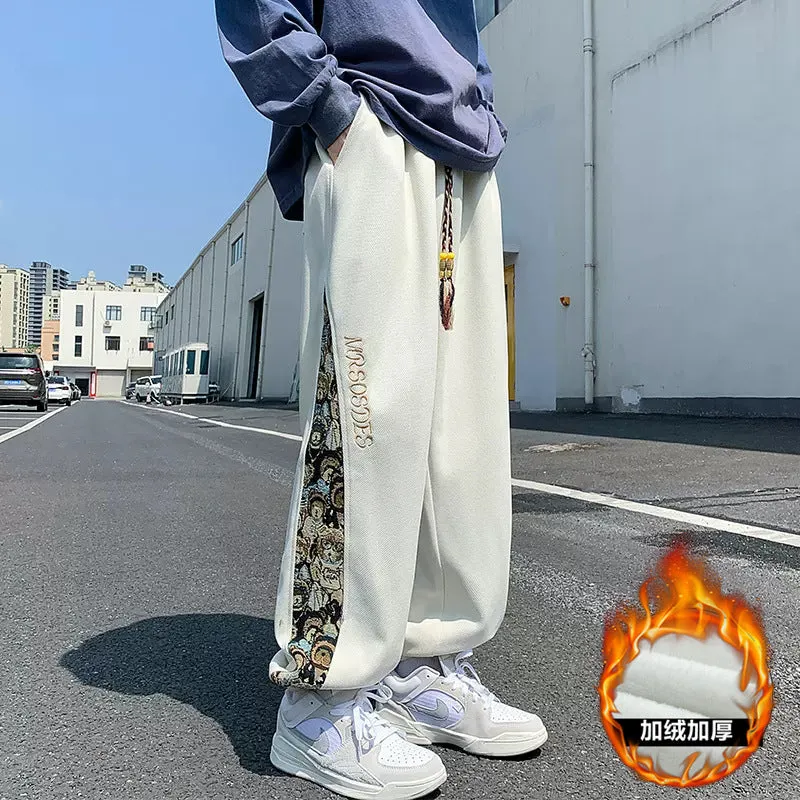 INSTOCK-Embroidered trousers men's spring and autumn wide-leg