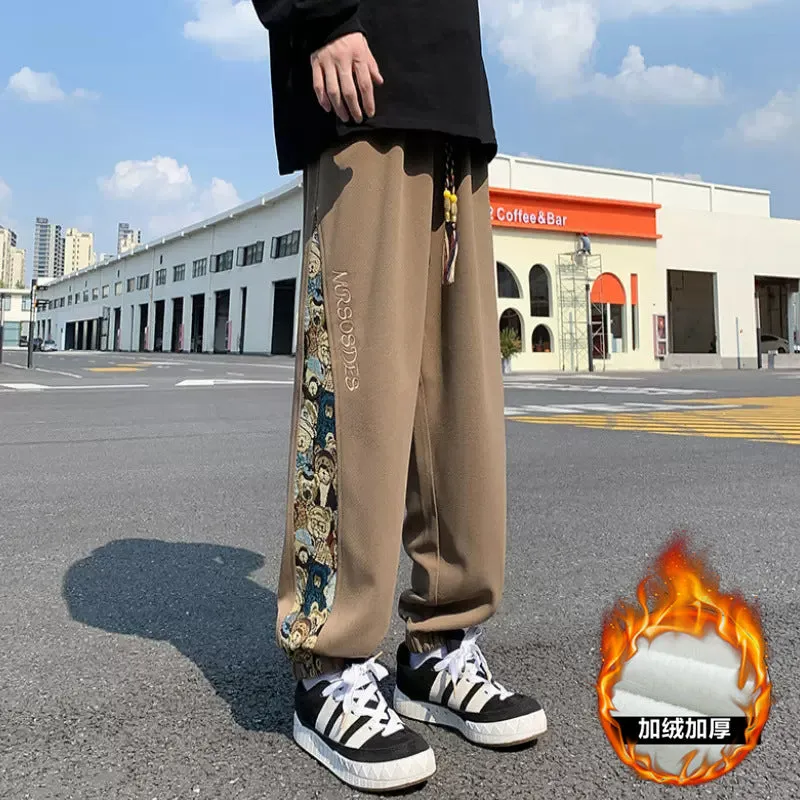 INSTOCK-Embroidered trousers men's spring and autumn wide-leg