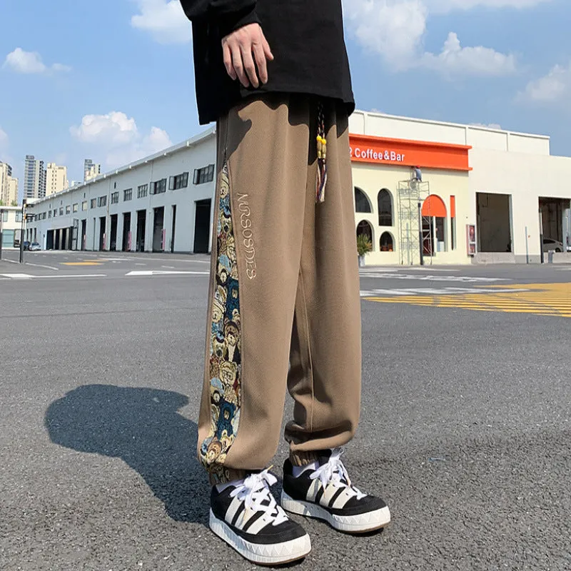 INSTOCK-Embroidered trousers men's spring and autumn wide-leg