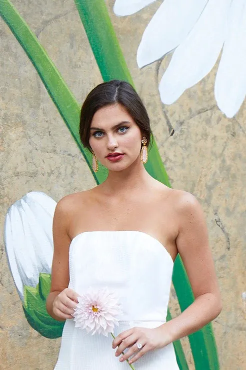 Ivie Strapless Tea Length Little White Dress & Bridal Shower Dress