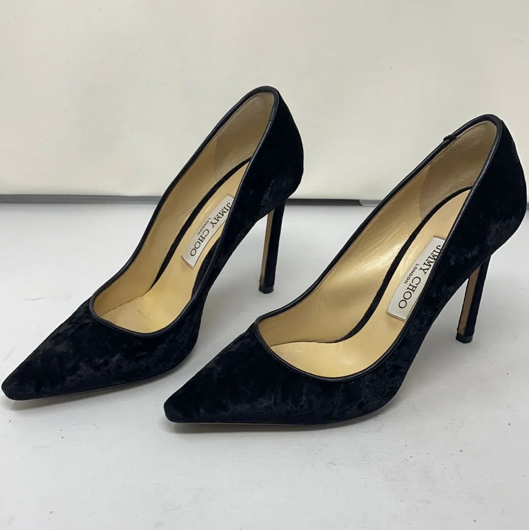 Jimmy Choo Black Crushed Velvet Pump