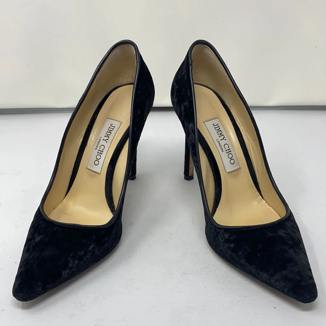 Jimmy Choo Black Crushed Velvet Pump