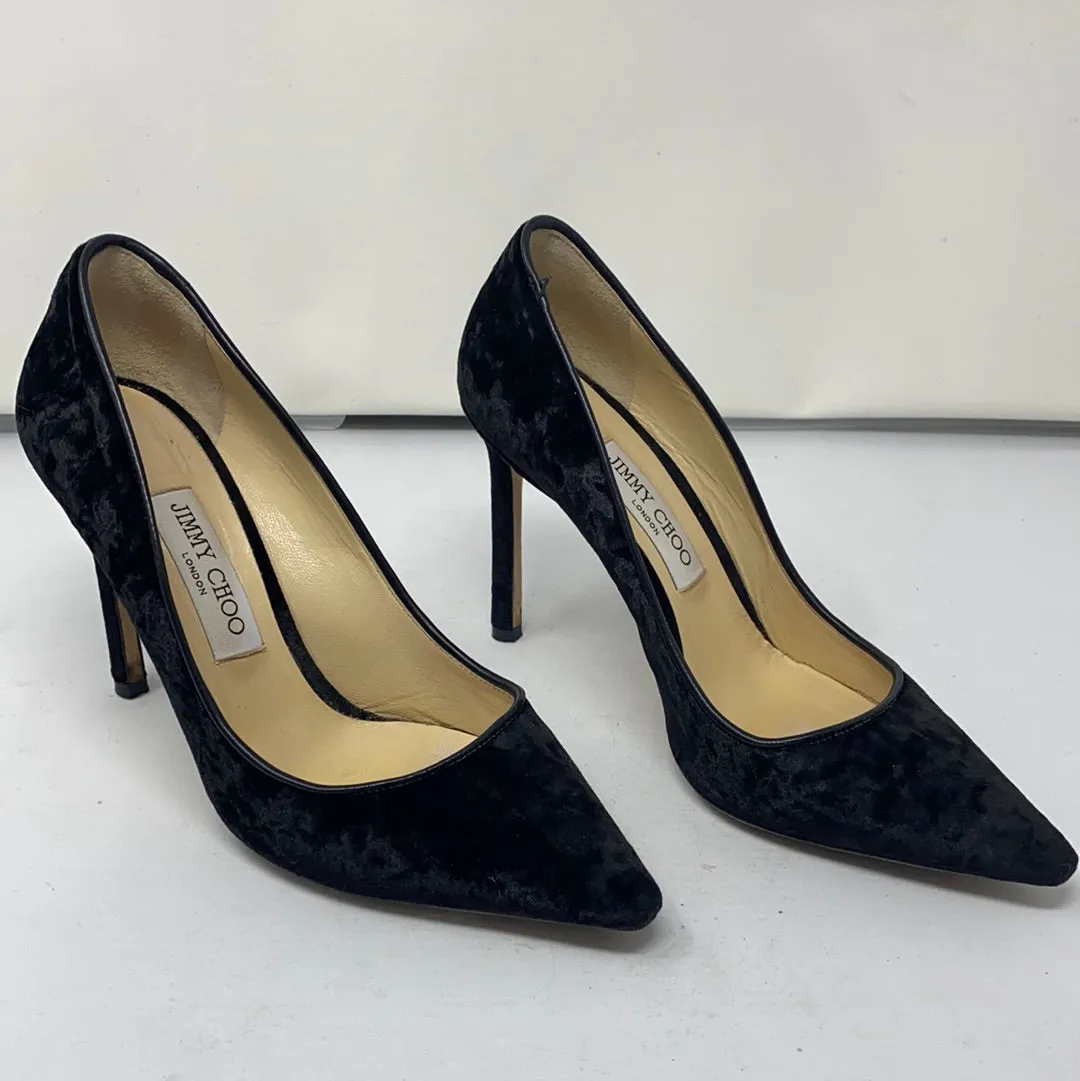 Jimmy Choo Black Crushed Velvet Pump