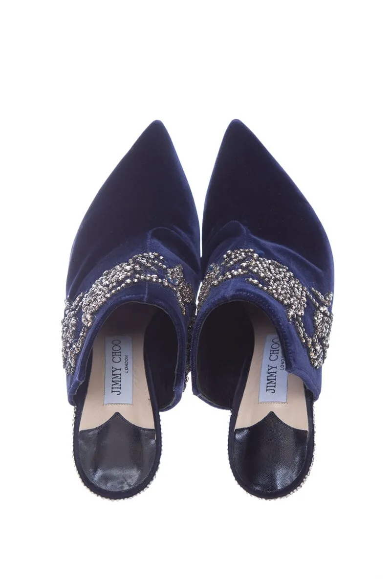 Jimmy Choo Navy Velvet Heels SZ 39.5