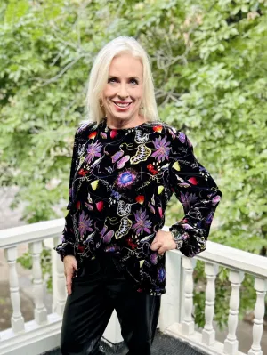 Johnny Was Inva Lucia High Neck Velvet Blouse