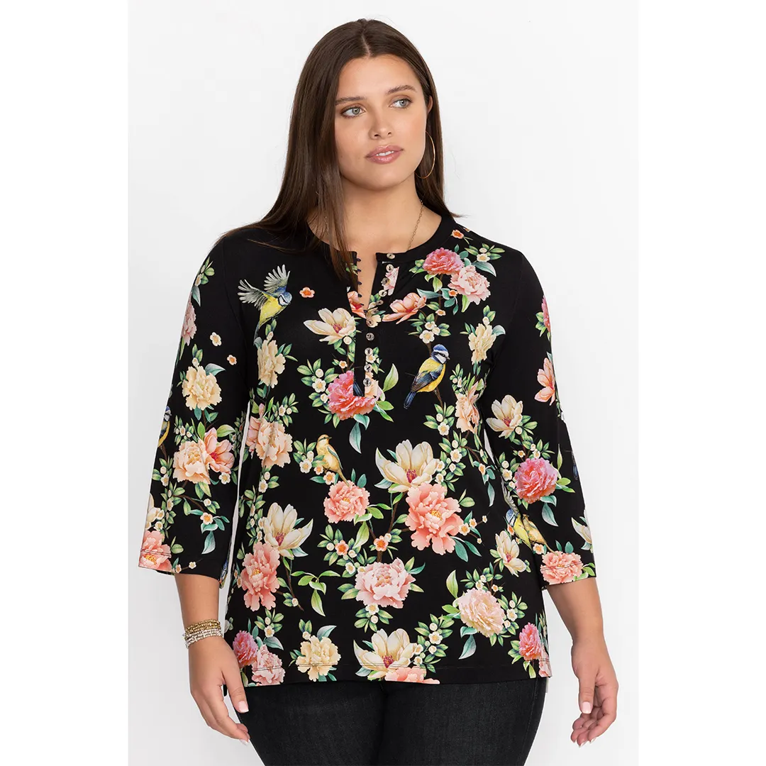 Johnny Was Janie Favorite Birdie Cap Sleeve Dress Plus Black Maxi Floral New