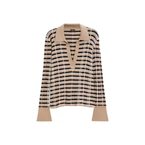 JOSEPH CHECK WOOL & SILK POLO TOP