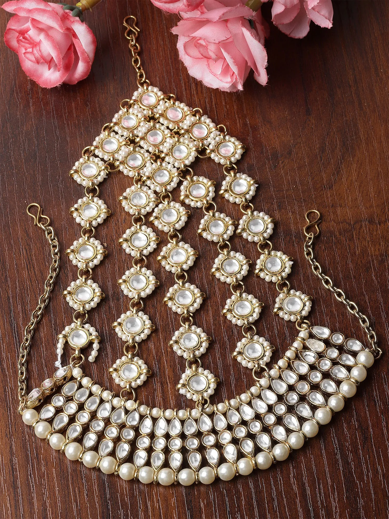Karatcart Gold Plated Kundan Bridal Hair Juda for Women