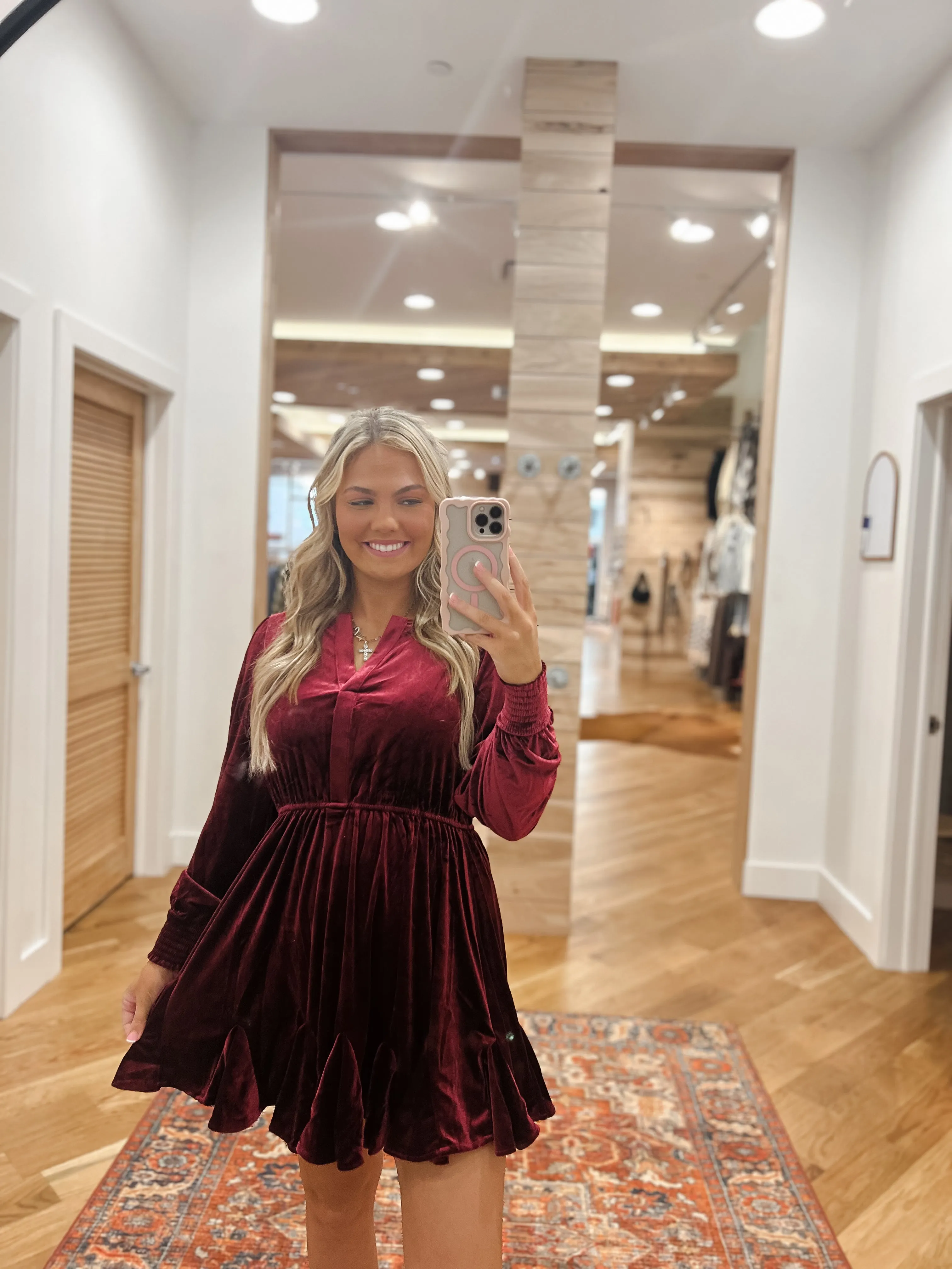 Kimberly Burgundy Velvet Dress