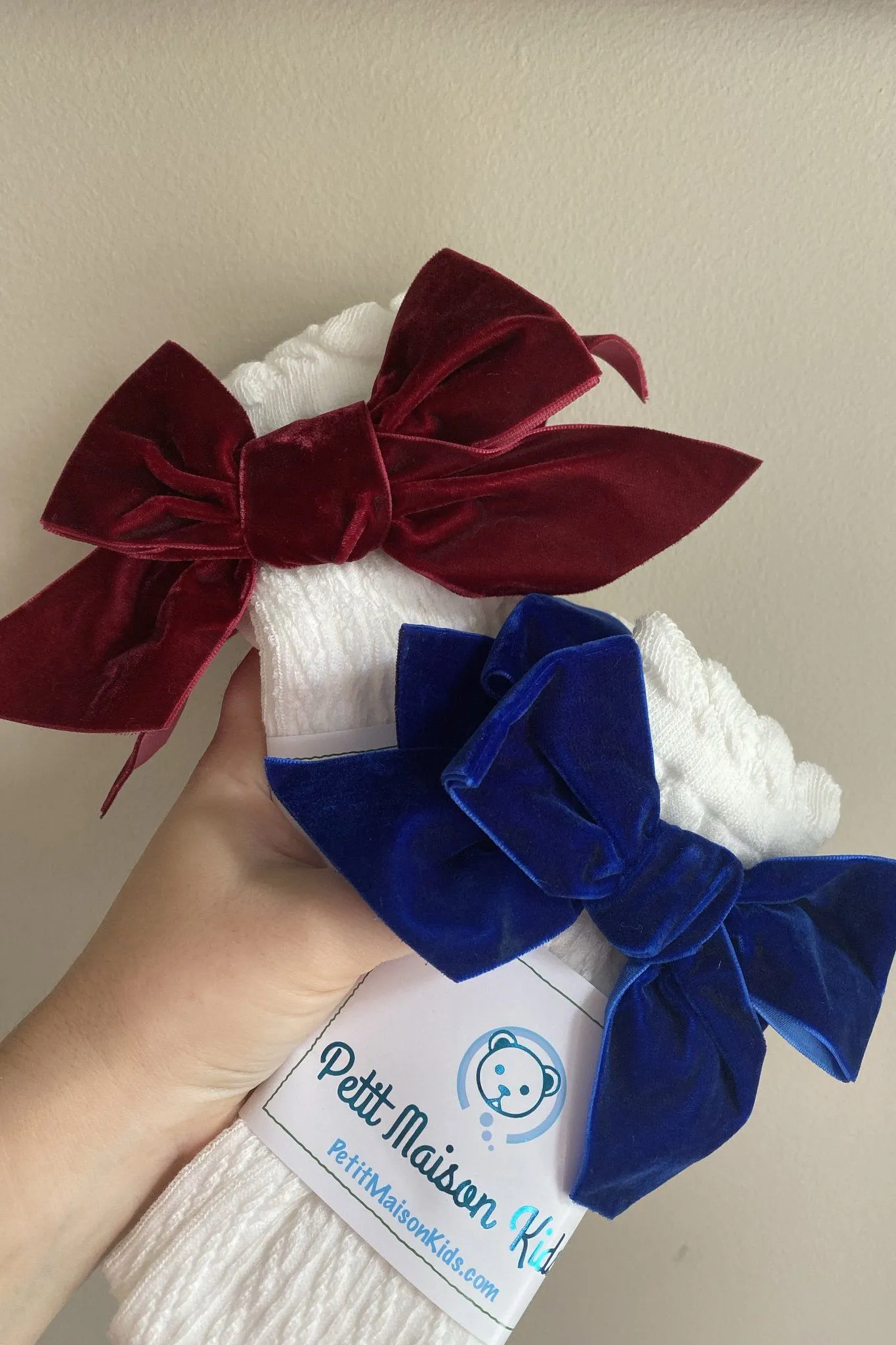Knee High Velvet Bow Socks