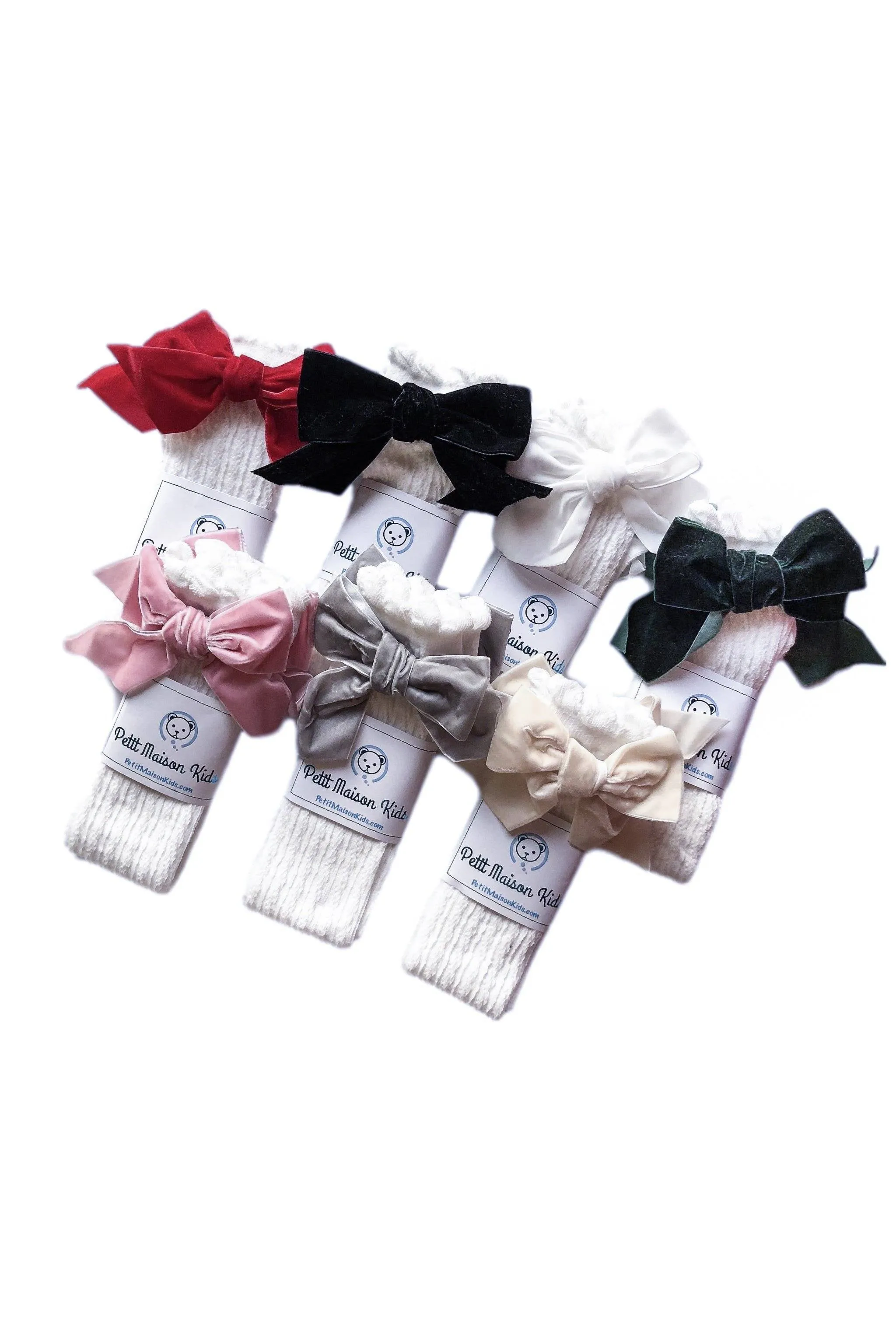 Knee High Velvet Bow Socks