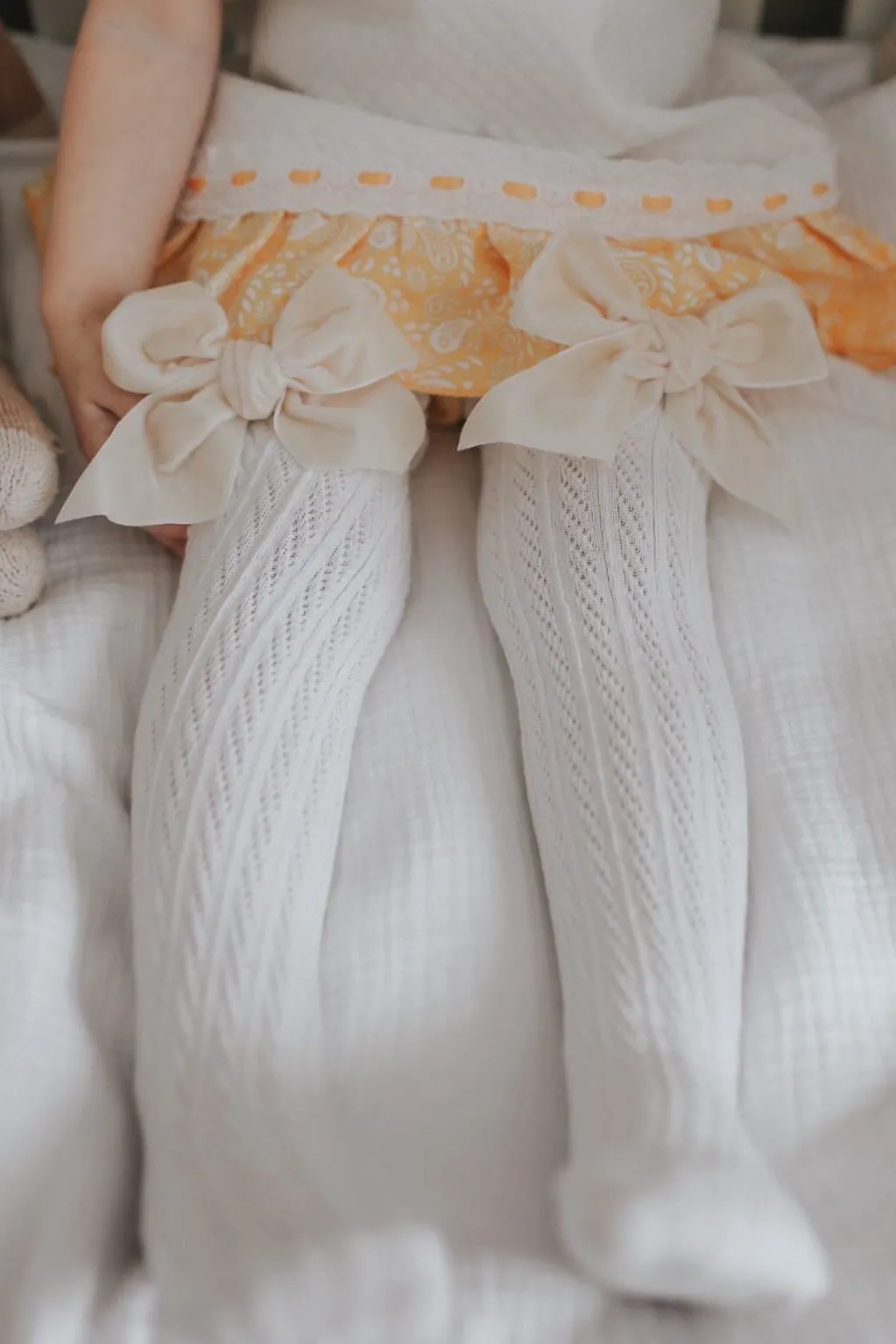 Knee High Velvet Bow Socks