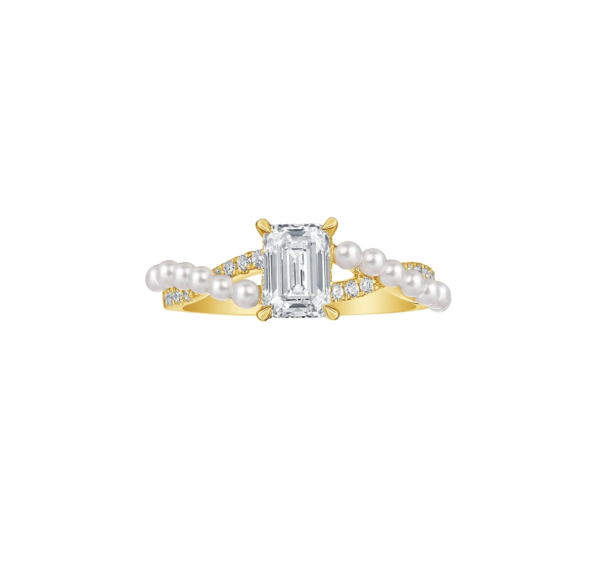 Lab Grown diamond 2.05ctw Solitaire with Twisted Pearl Bridal Ring