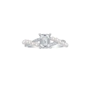 Lab Grown diamond 2.05ctw Solitaire with Twisted Pearl Bridal Ring