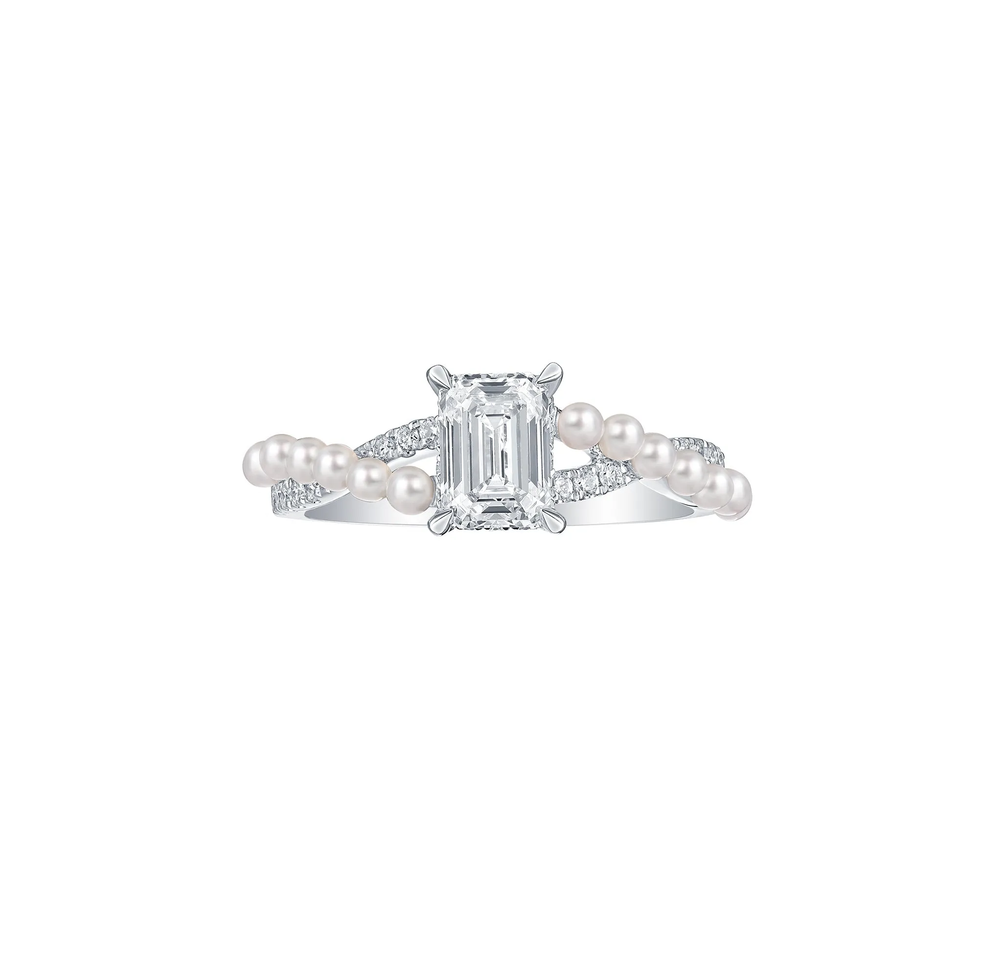 Lab Grown diamond 2.05ctw Solitaire with Twisted Pearl Bridal Ring