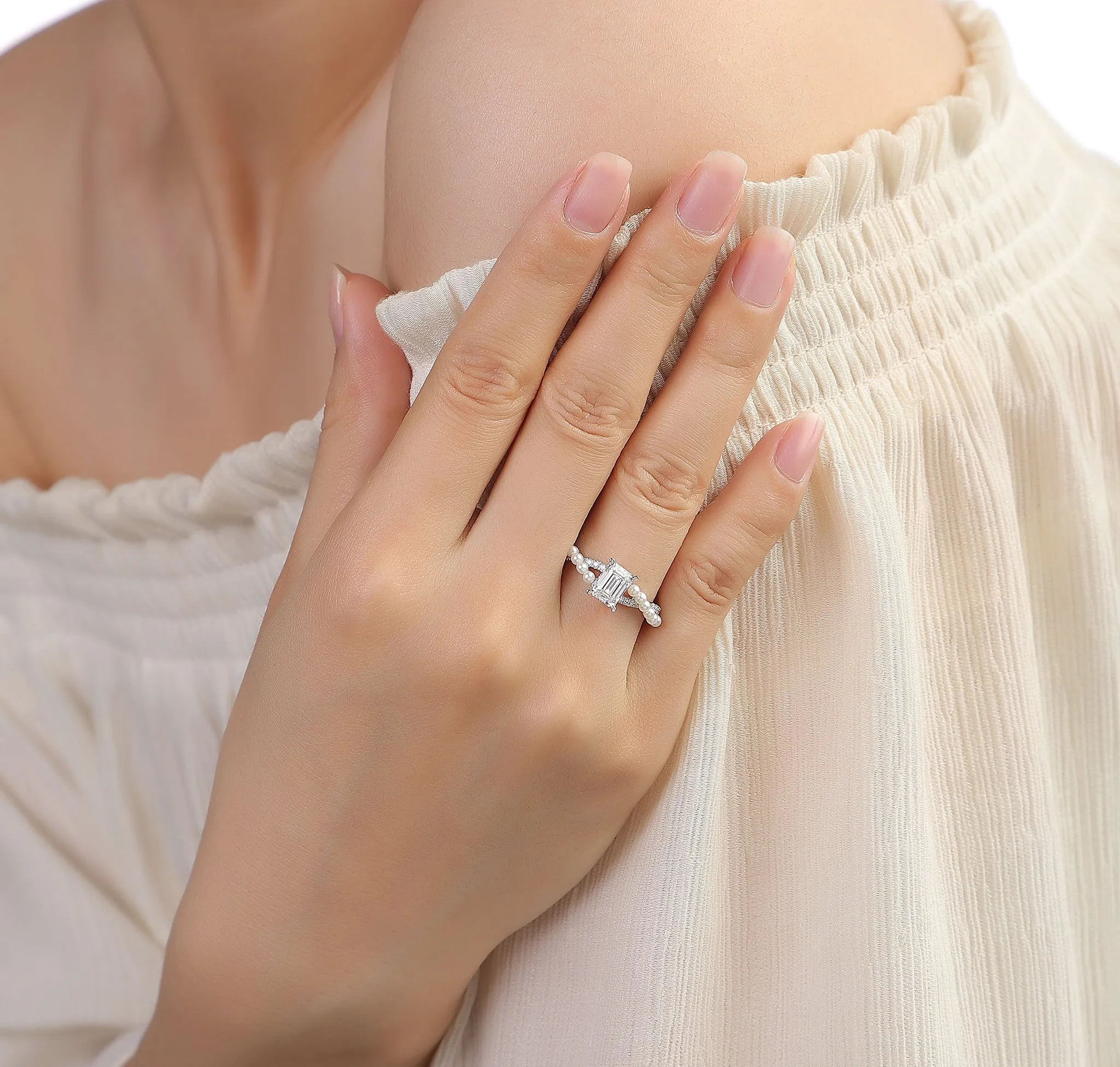 Lab Grown diamond 2.05ctw Solitaire with Twisted Pearl Bridal Ring