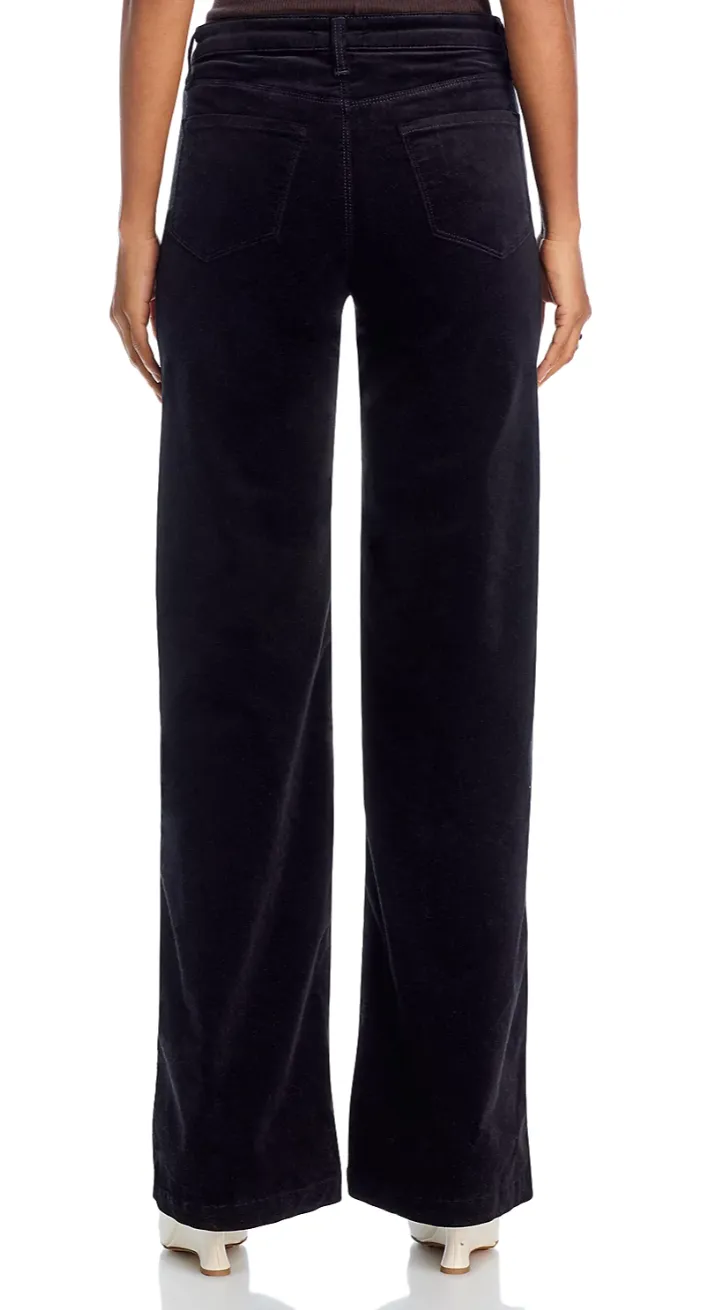 L'Agence - Clayton High Rise Wide Leg Velvet Jean - Noir