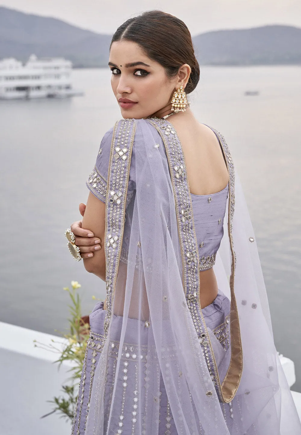 Lavender Work Wedding Lehenga Choli