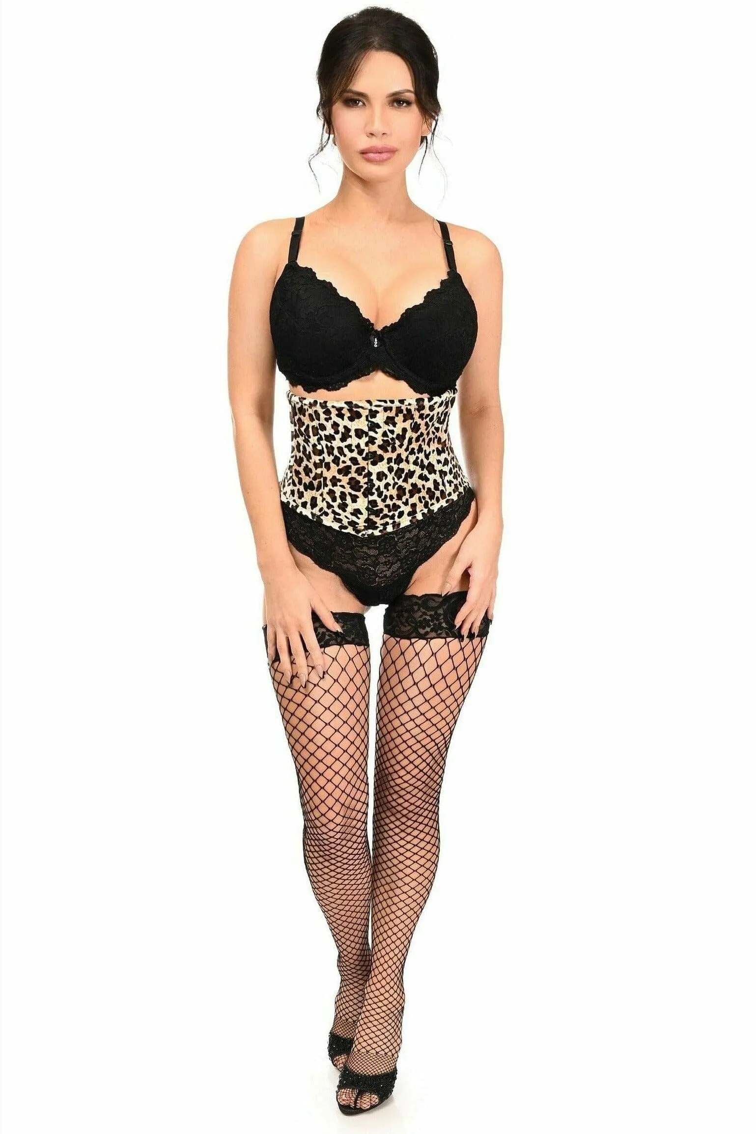 Lavish Leopard Velvet Mini Cincher Corset