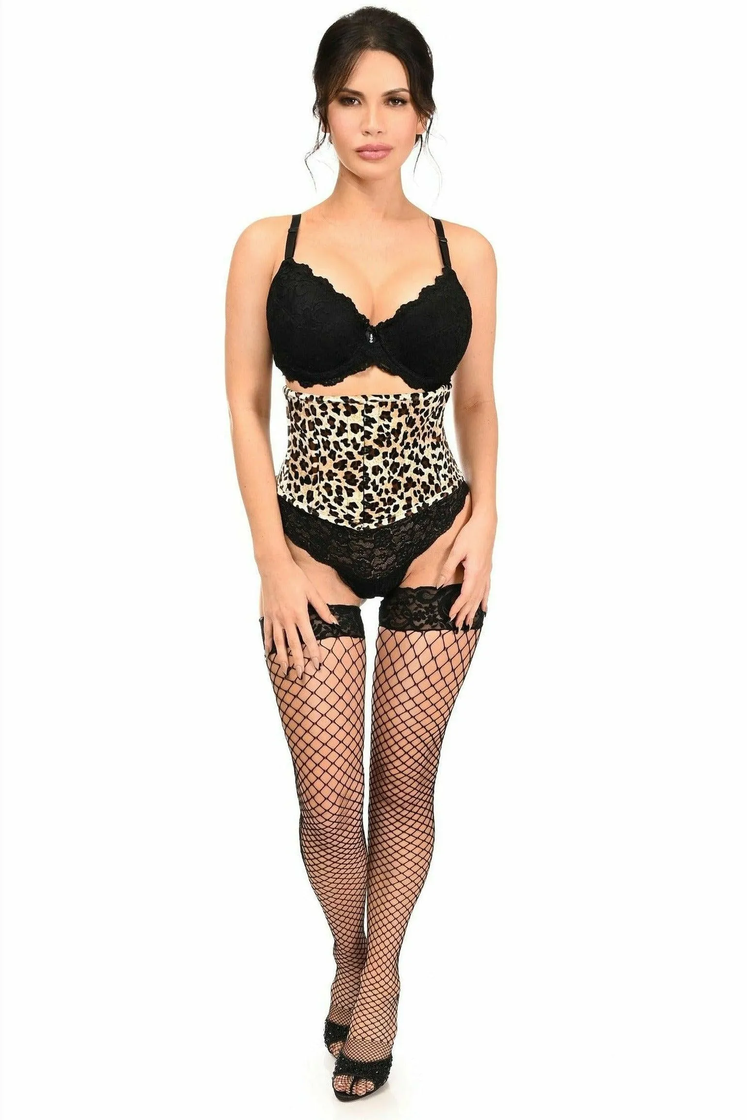 Lavish Leopard Velvet Mini Cincher Corset