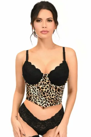 Lavish Leopard Velvet Underwire Open Cup Cincher Corset