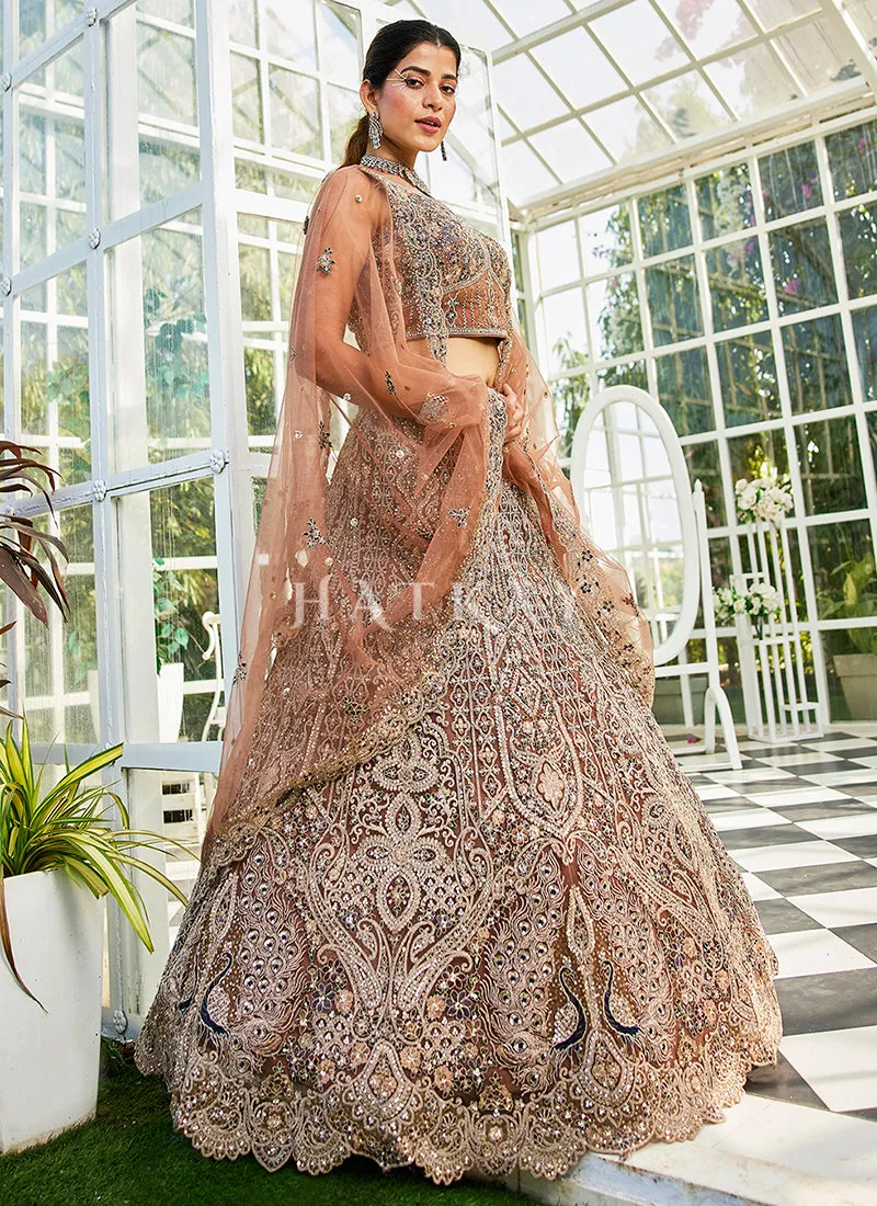 Light Brown Embroidery Bridal Lehenga Choli